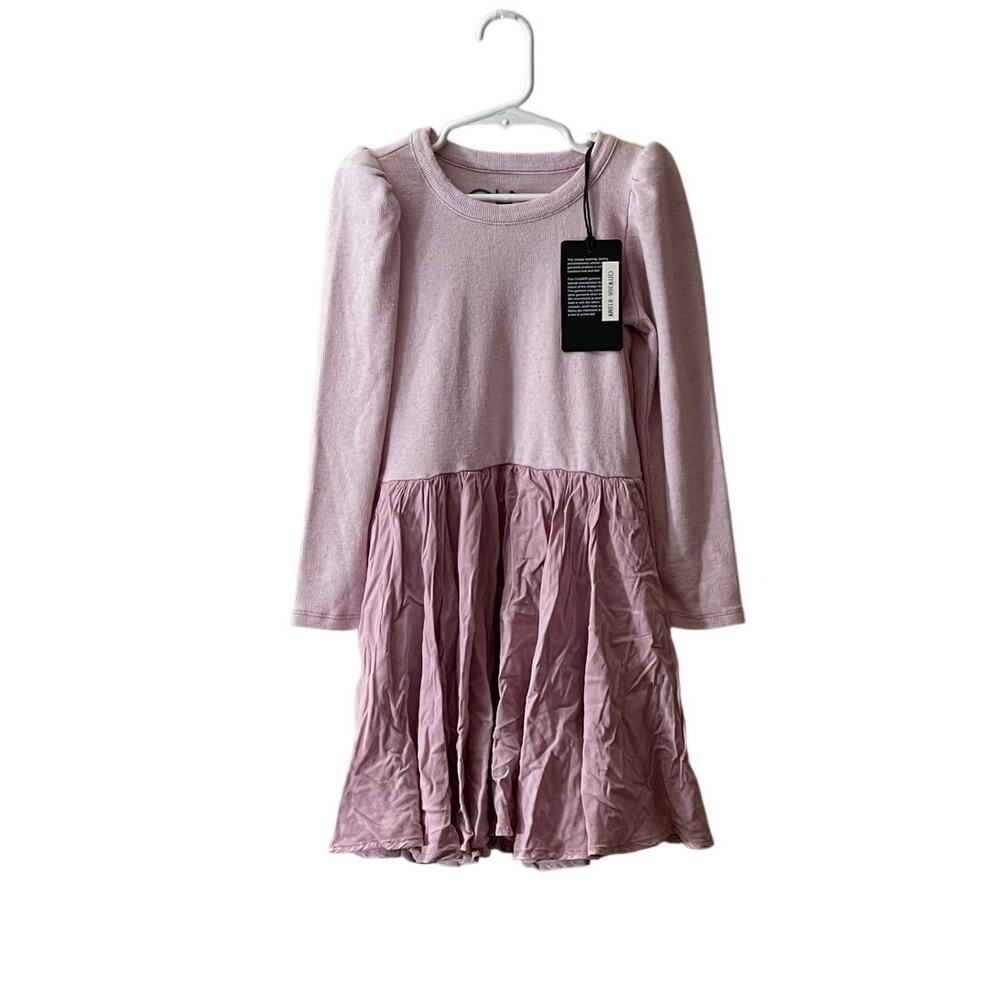 NWT Chaser Puff Long Sleeve Dress With Twirl Skirt Purple Sz‎ 6